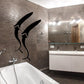 Black abstract sperm whale wall decal with two whale silhouettes