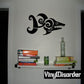 Abstract shark wall decal with black swirl design