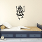 Frog wall decal with abstract tribal face design in black