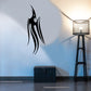 Abstract tribal peacock wall decal with black flame-like feather silhouette