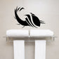 Abstract whale swimming wall decal, black silhouette with white stripes
