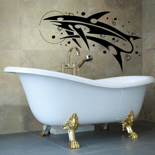 Image of Abstract Wispy Whale and Moon Decal