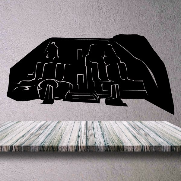 Abu Simbel temple entrance wall decal, black skyline silhouette with gate arches