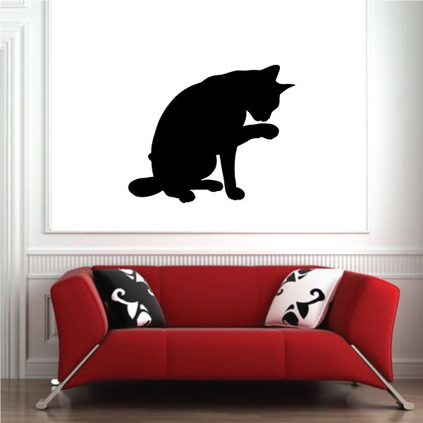 Image of Abyssinian Cat Licking Decal