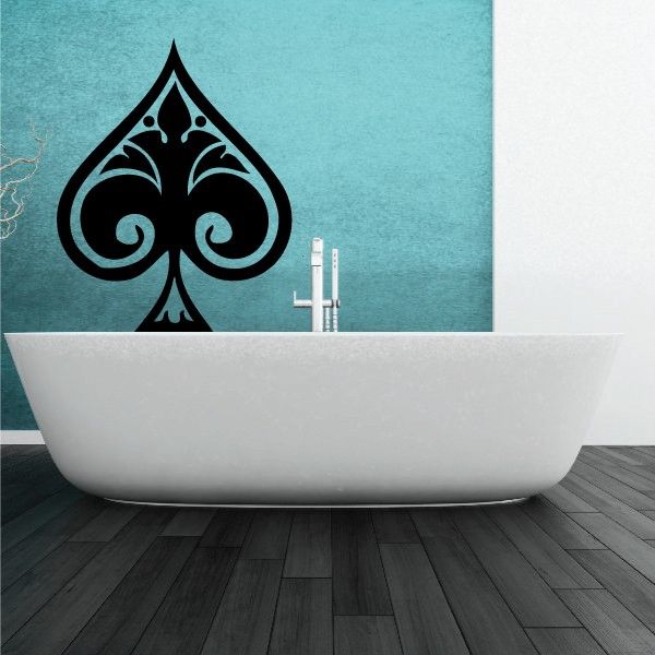 Ace of spades decal, black spade playing-card design on wall
