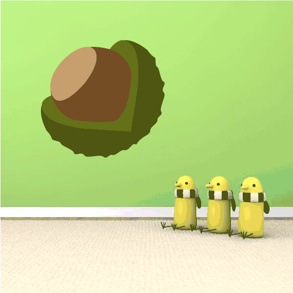Acorn vinyl wall decal with brown cap and tan acorn body