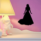 Bride silhouette decal with flowing dress, black wall sticker