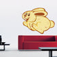 Adorable bunny hopping sticker, light tan cartoon with orange outline and smiling face