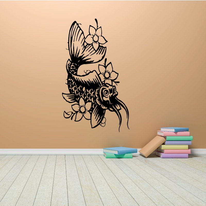 Image of Adorned Floral Koi Fish Decal