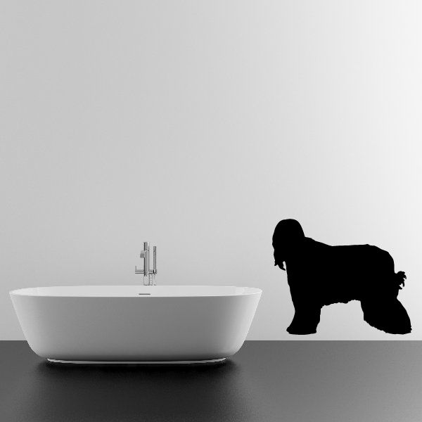 Afghan hound decal: black standing dog silhouette with long coat outline