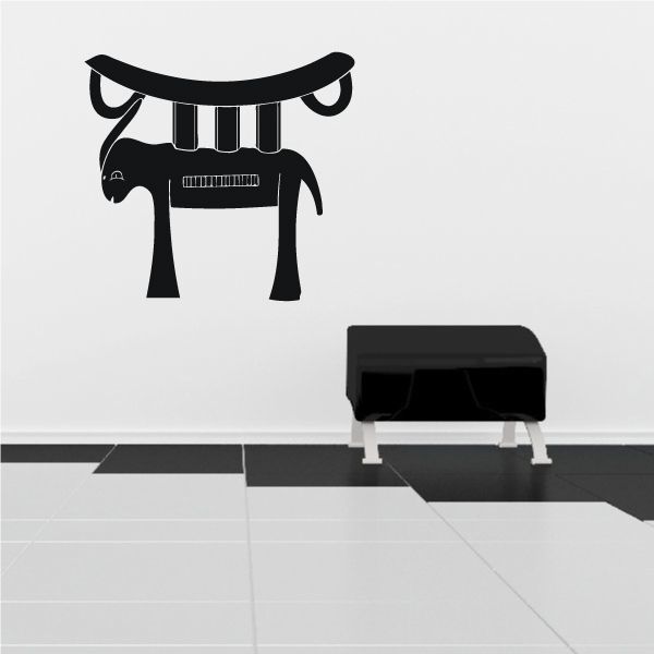 African animal pedestal wall decal, black stylized animal design