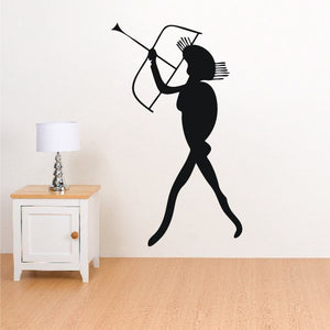 Silhouette archer wall decal with bow and arrow, black