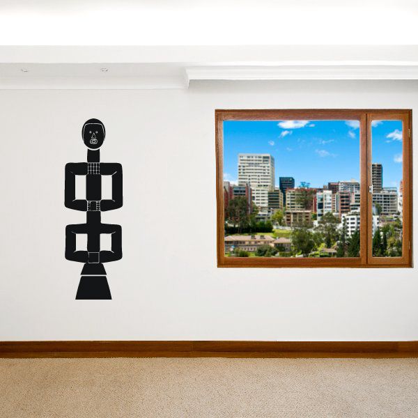 Geometric arm totem wall decal with black and white stacked shapes