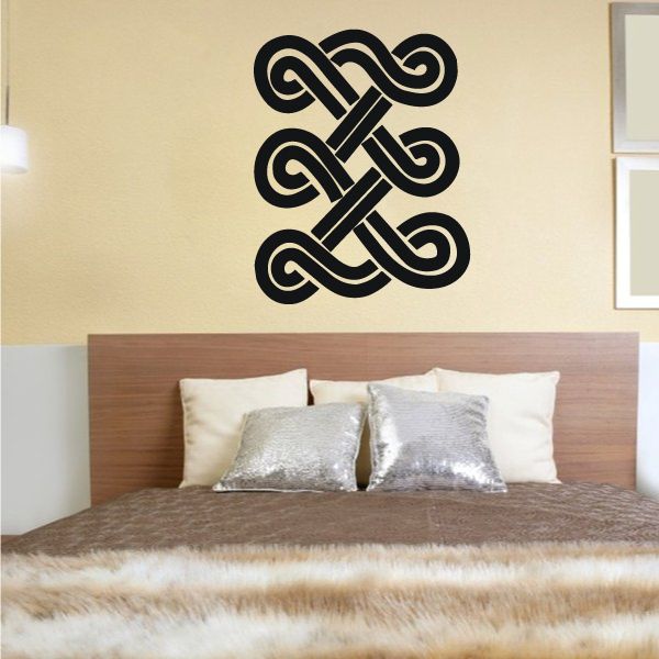 African art curved knot symbols wall decal with interlocking black design