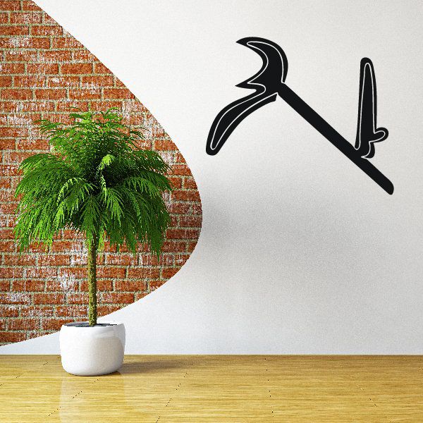 African art decal with black curved figure symbol, wall sticker