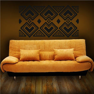 African art diamond pattern wall decal with geometric shapes in dark blue and gold