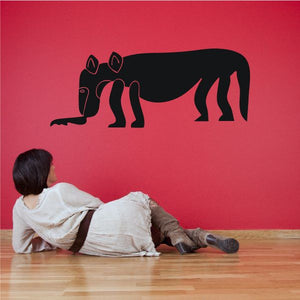 African art dog wall decal, black stylized dog profile with patterned legs