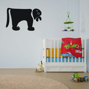 African art dog wall decal with black dog silhouette and white accents