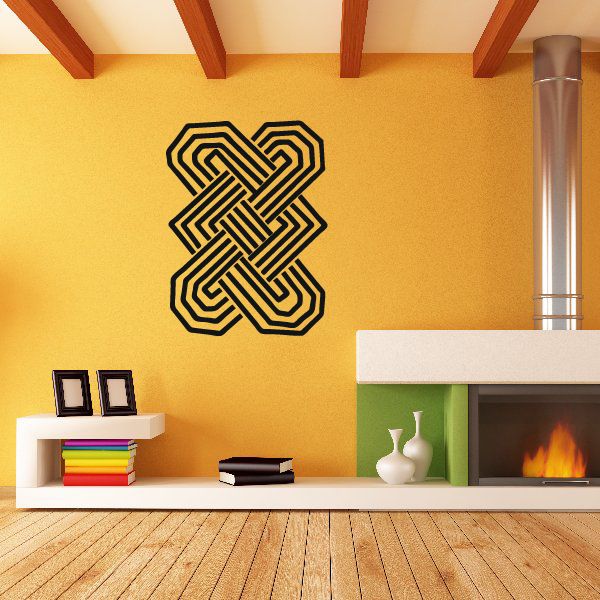 Endless knot wall decal with black interwoven design