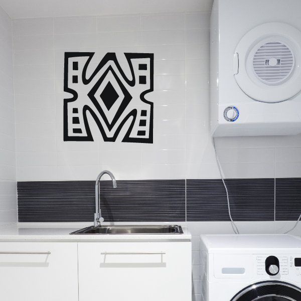 Geometric eye symbol wall decal with bold black abstract pattern