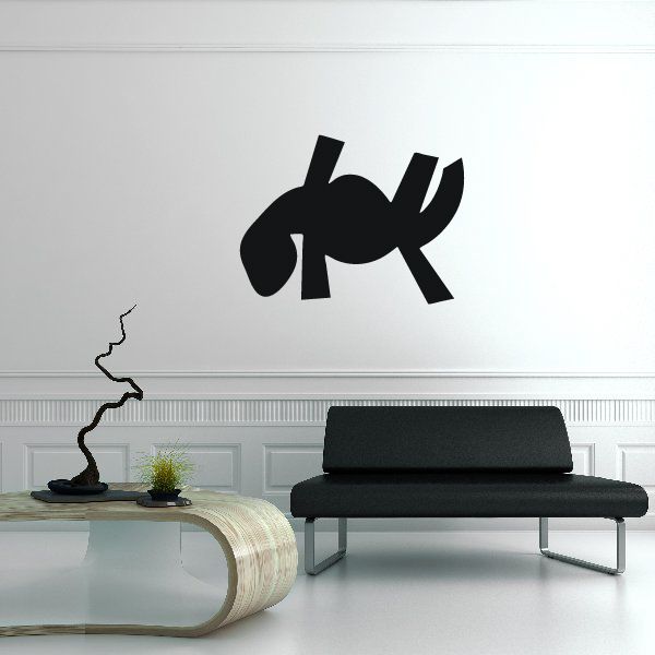 Black flat lizard wall decal with African art style silhouette