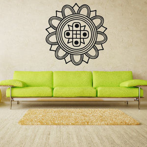 African art flower pattern wall decal with black circular geometric floral design