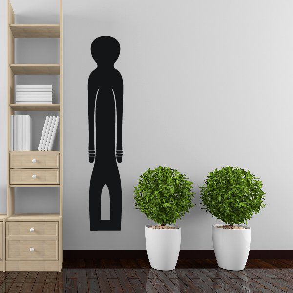 African art front statue wall decal, black silhouette of full-body figure with arms at sides