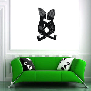 African art hugging figurine wall decal, two black silhouettes embracing
