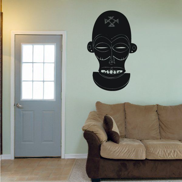 Black stylized human face mask wall decal
