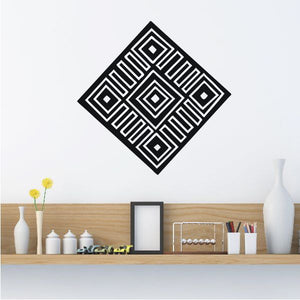 Geometric knot symbol wall decal with black diamond pattern