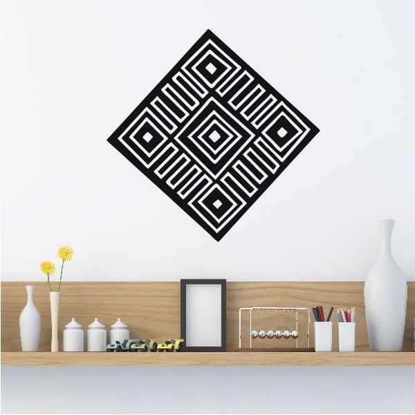 Geometric knot symbol wall decal with black diamond pattern