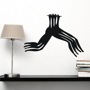 African art runner decal with bold black stylized human figure silhouette