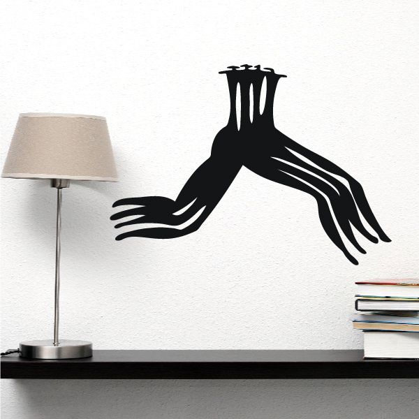 African art runner decal with bold black stylized human figure silhouette