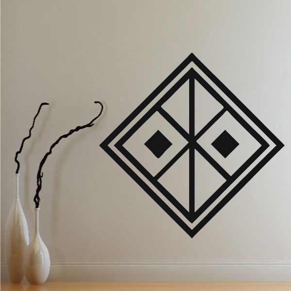 Square wall decal with black geometric diamond pattern on light surface