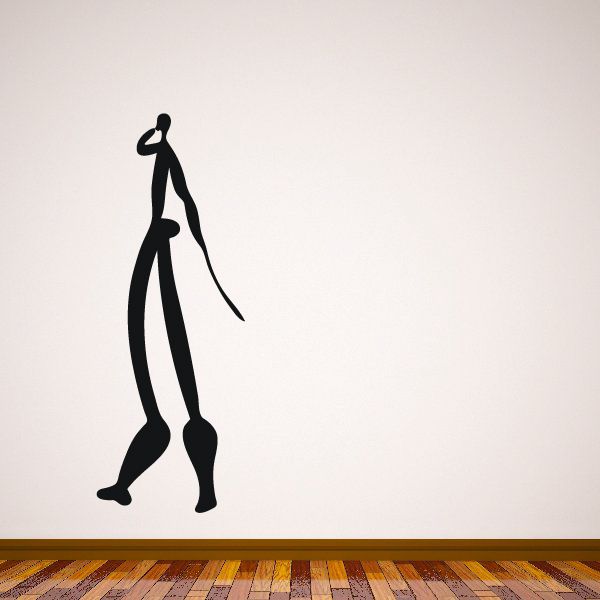 Standing human figure silhouette wall decal with long dress and raised staff