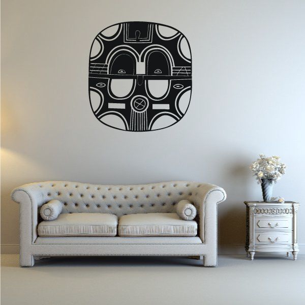 Circular African-style sun pattern decal with black-and-white geometric lines