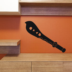 Black sword wall decal with ornamental details and handle flourish