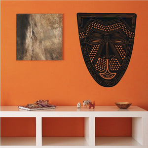 Face mask tattoo decals, two African mask designs on dark and beige squares