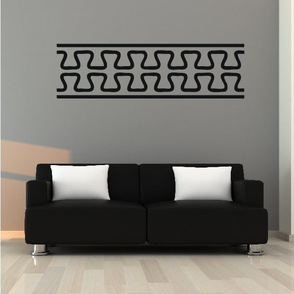 Teeth pattern wall decal with black interlocking U shapes and two horizontal bars