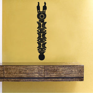 Black African-style totem wall decal with patterned circular and vertical motifs
