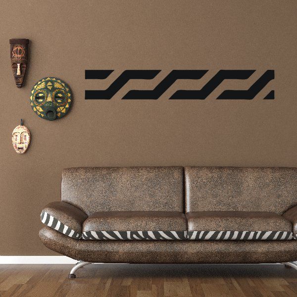 Black wave pattern wall decal with stacked geometric stripes