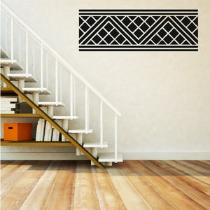 Geometric square pattern wall decal with black and white zigzag lines