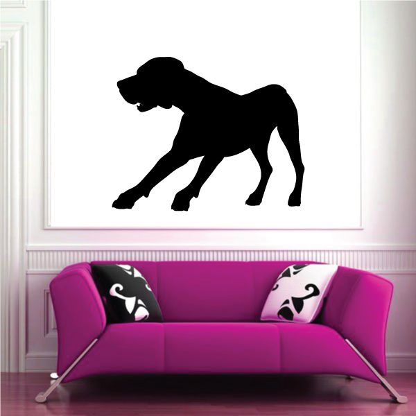Black aggressive hound dog silhouette wall decal