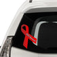 Vinyl sticker with red AIDS awareness ribbon and curved text