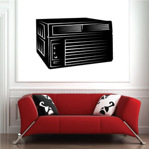 Air conditioner decal with black outlined AC unit design
