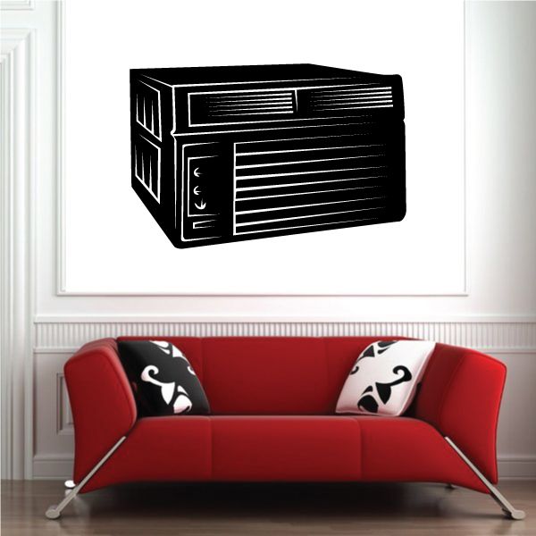 Air conditioner decal with black outlined AC unit design