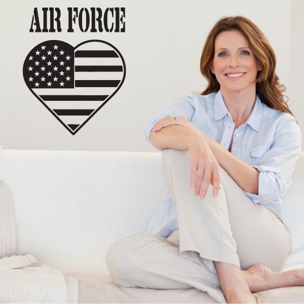 Image of Air Force America Flag Heart Decal