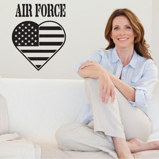 Image of Air Force America Flag Heart Decal