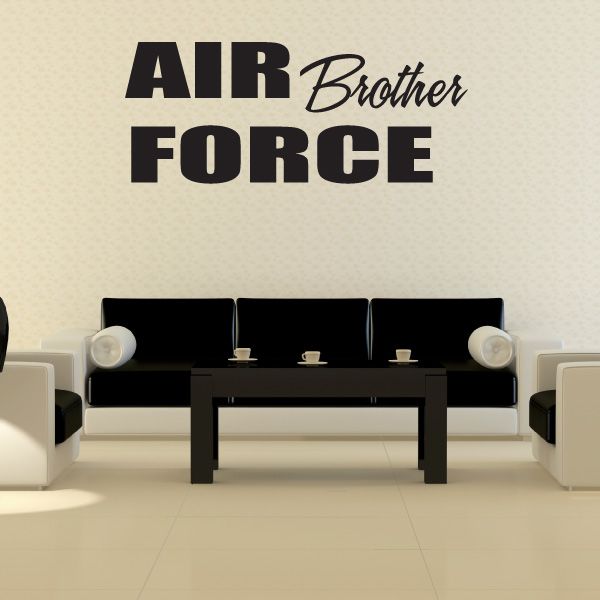 Wall decal reading "AIR Brother FORCE" in bold black and white block lettering