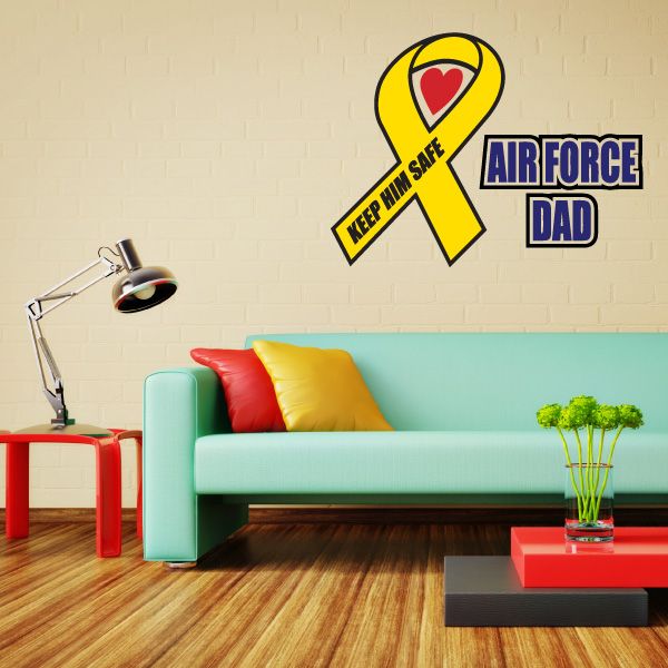 Image of Air Force Dad Ribbon Printed Die Cut Decal